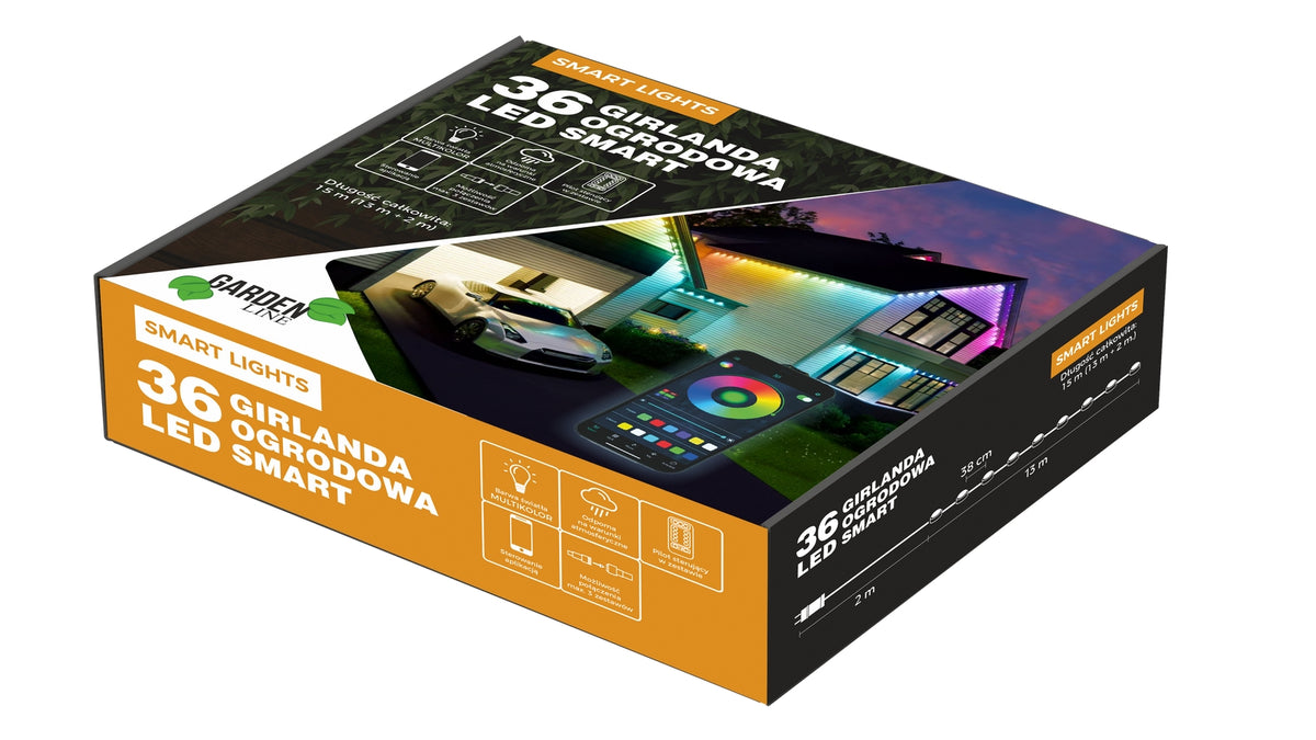 Išmanioji LED girlianda „SMART LIGHTS“ 36 LED, 13 m, multicolor, IP65