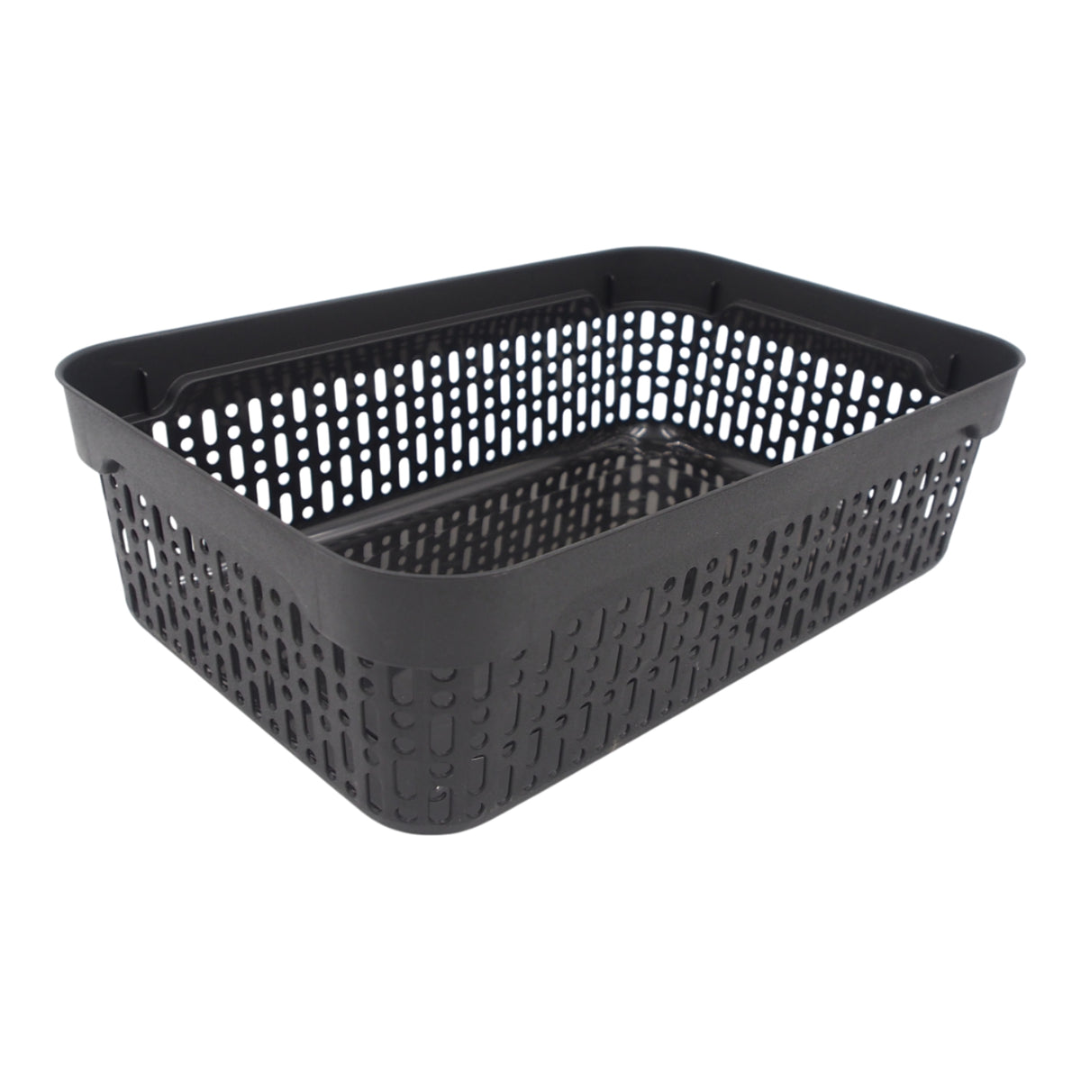 Plastikinė dėžutė su skylutėmis, 40 × 30 × 13 cm JUODA