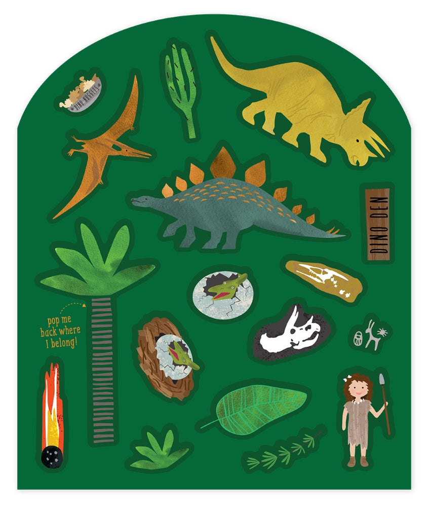 Rinkinys su daugkartiniais lipdukais, Dinozaurai