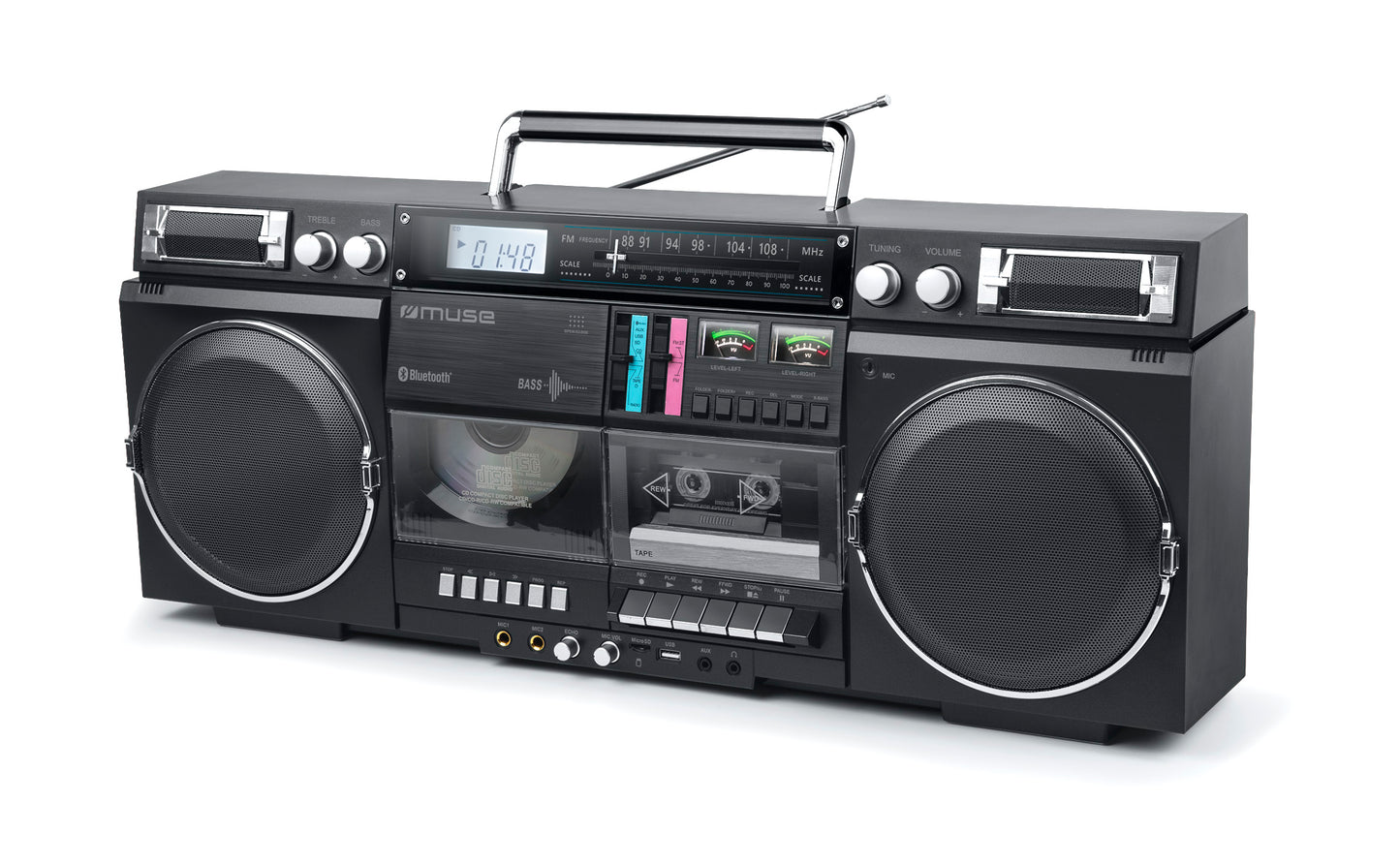 Nešiojamas „Bluetooth“ radijas, CD kasečių grotuvas, 80 W, M 380 GB, MUSE