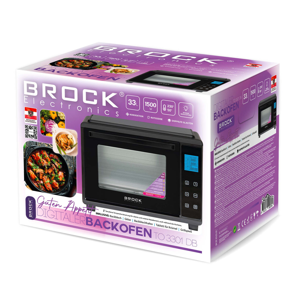 Skaitmeninė orkaitė BROCK TO 3301 DB 33L, 1500 W