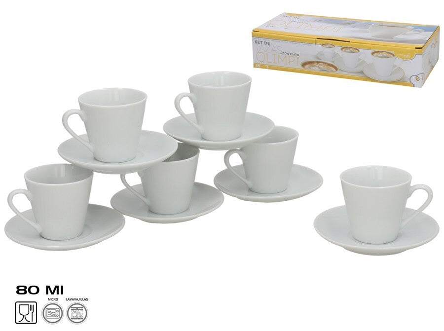 6 puodelių su lėkštutėmis rinkinys, 6,5 x 11 x 11 cm, KITCHEN&GO