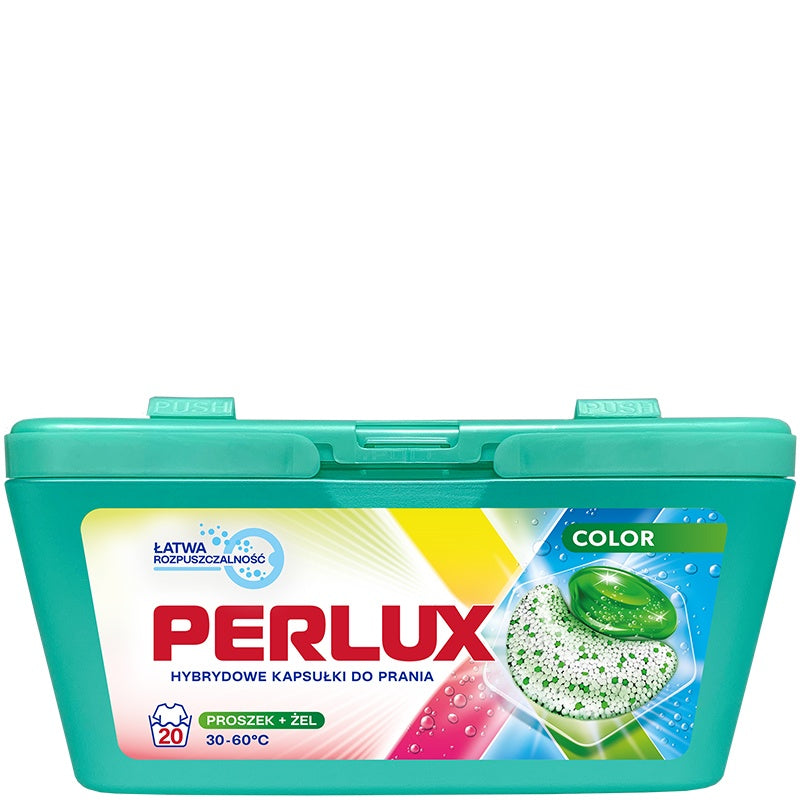PERLUX skalbimo kapsulės spalvotiems audiniams, 20 vnt. Dėžėje 12 pakuočių.
