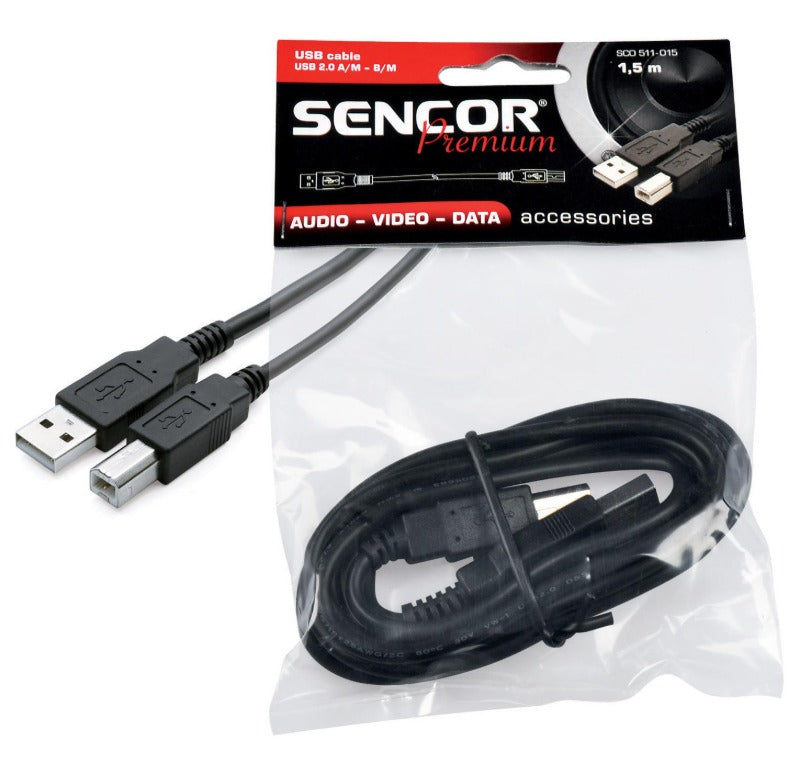 USB 2.0 laidas USB A/M - USB 2.0 B/M, 1,5 m ilgio Sencor SCO 511-015
