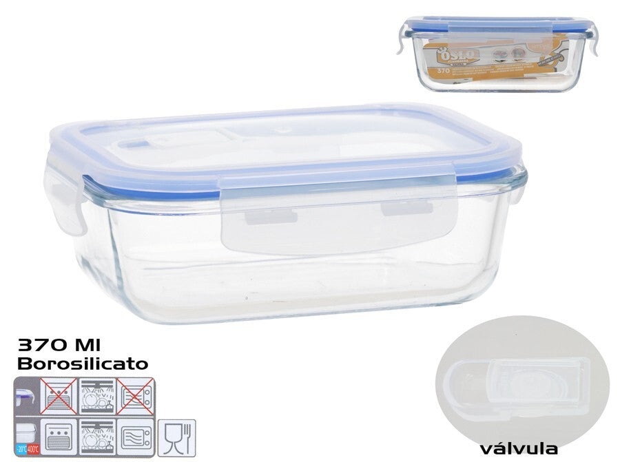 Borosilikatinio stiklo laikymo indas su vožtuvu, 370 ml, matmenys 5,5 × 15,5 × 11,5 cm, KITCHEN&GO