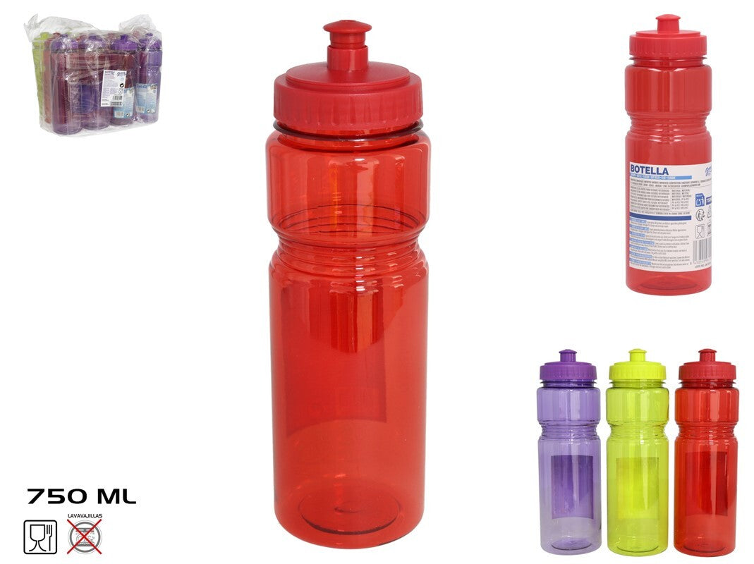 Plastikinis butelis 750 ml, 3 spalvos, 7x7x24 cm, SUMMER ENJOY