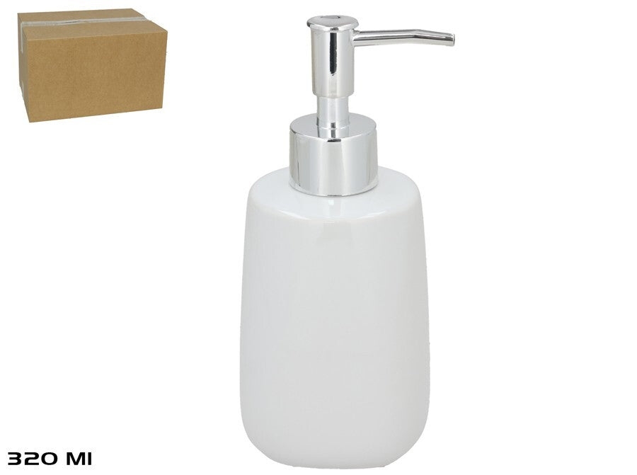Baltas keraminis muilo dozatorius, 320 ml, 7.00 x 7.00 x 16.50, BATH&GO