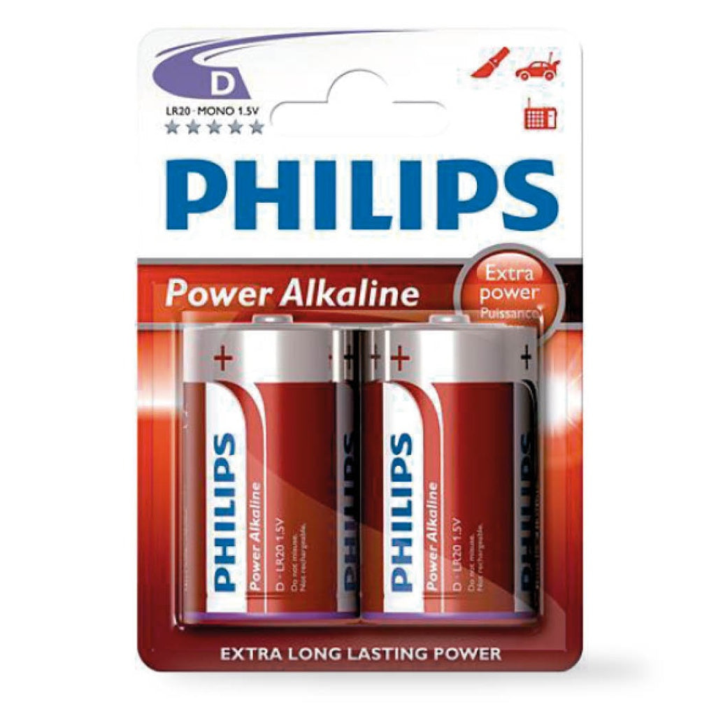 PHILIPS alkaline LR20 (D) šarminės baterijos, 2 vnt./lizdinėje pakuotėje, 009000314