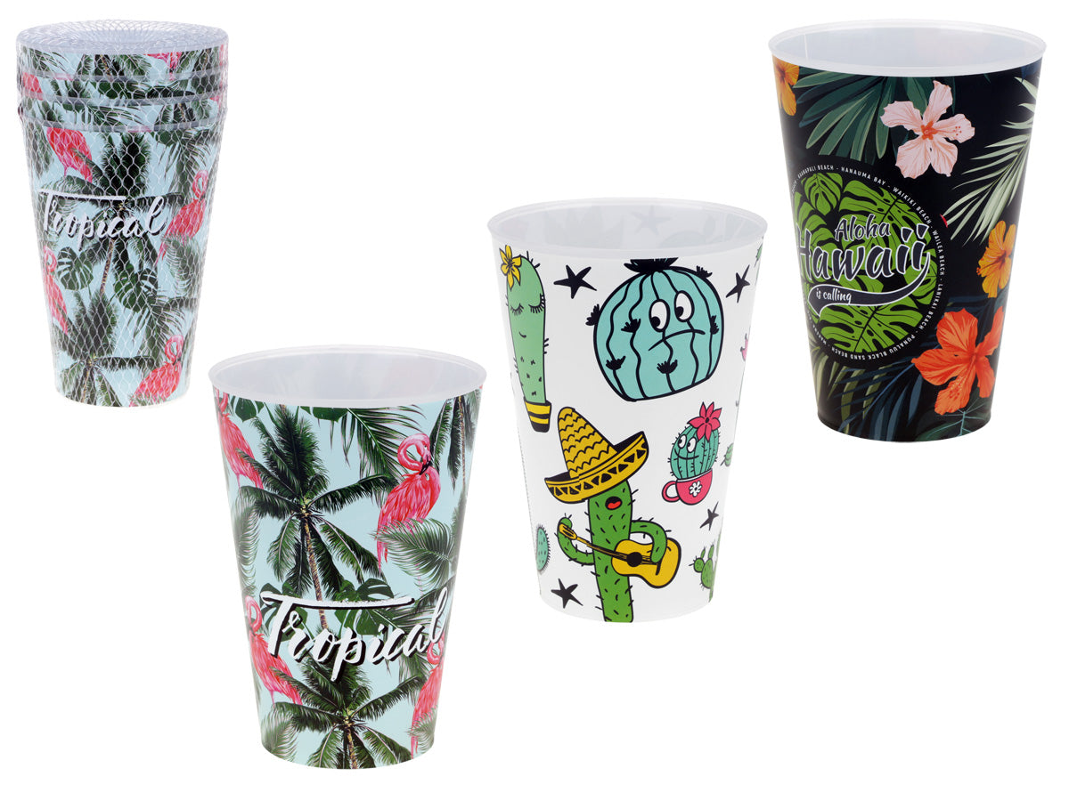 Plastikinių puodelių rinkinys, 4 vnt., 400 ml, 8.5 x 8.5 x 15, 70227, Simple Solution