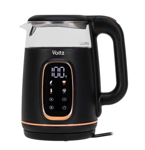 Elektrinis virdulys su LCD ekranu, 2200 W, 1,7 l, juodas/rožinio aukso spalvos, 51230AFBRG, „Oliver