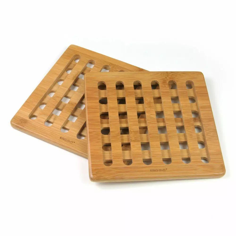Bambukiniai padėkliukai, 2 vnt., KINGHoff, KH 1216, matmenys: 20 x 20 x 1,2 cm