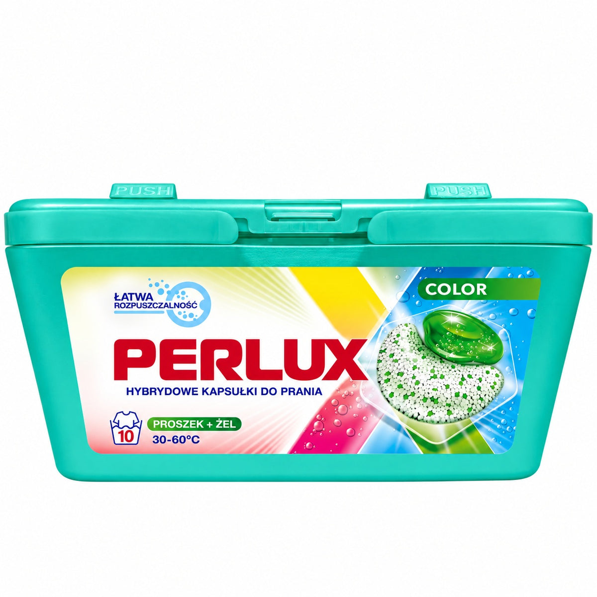 PERLUX skalbimo kapsulės spalvotiems audiniams, 10 vnt. Dėžėje 8 pakuotės.