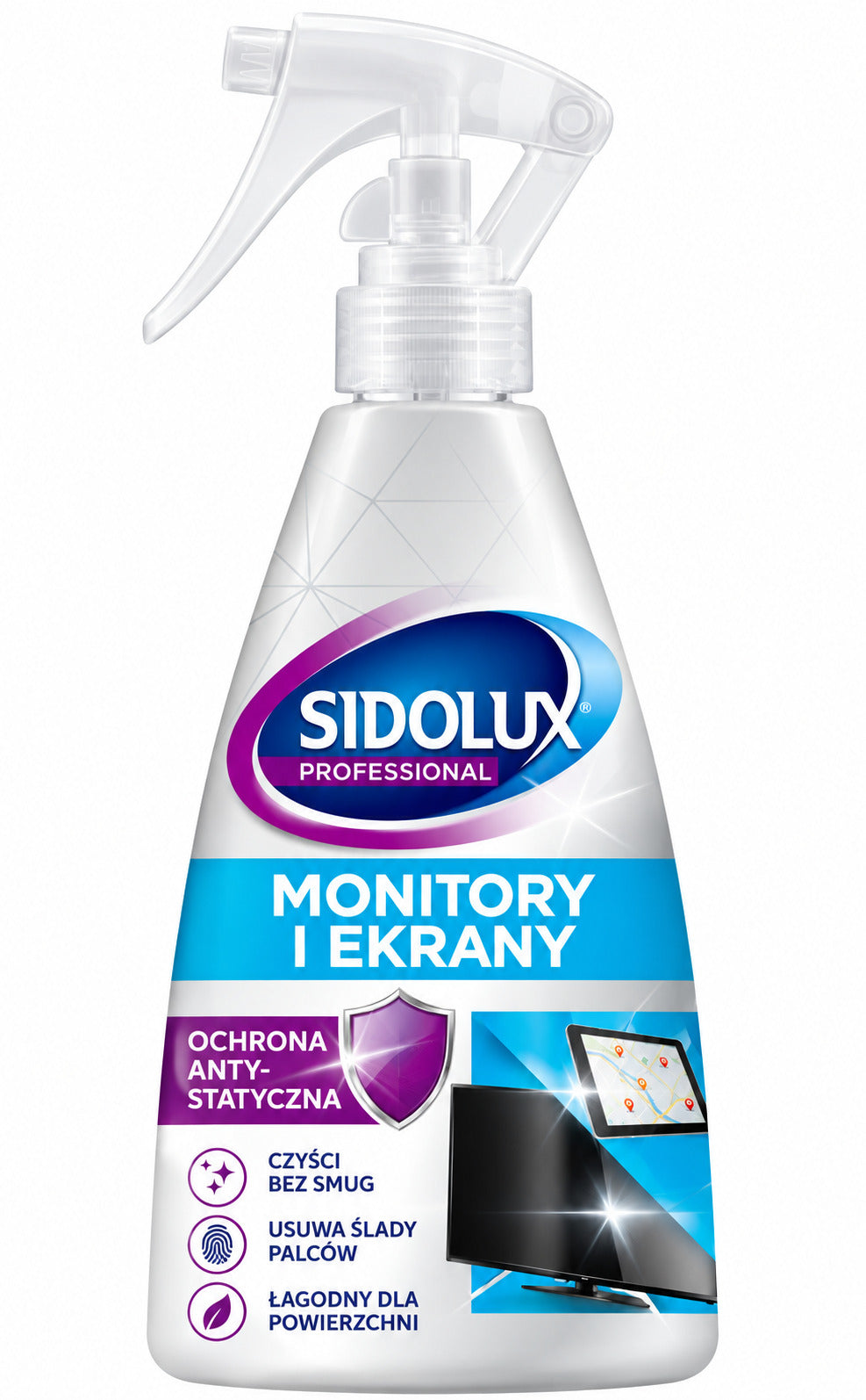SIDOLUX PROFESSIONAL plokščiųjų ekranų valiklis, 200 ml. 16 vnt. dėžėje.
