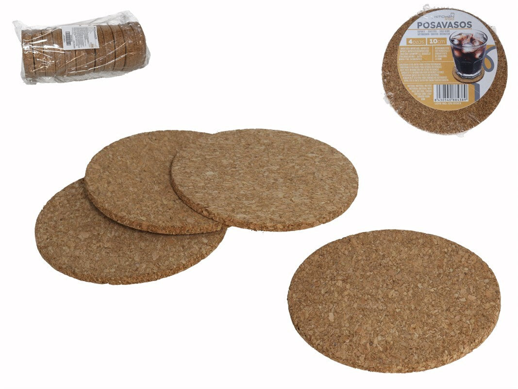 Padėkliukai puodeliams, 4 vnt. rinkinys, 2 × 10 × 10 cm, KITCHEN&GO