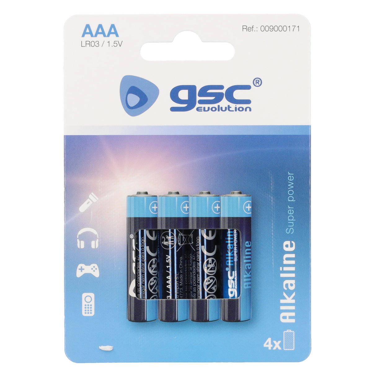 GSC evolution alkaline LR03 (AAA) šarminės baterijos, 4 vnt./lizdinėje pakuotėje, 009000171
