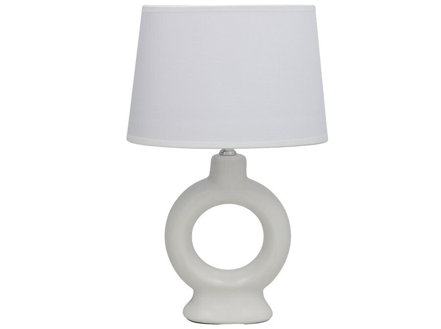 Balta keraminė stalinė lempa, 14.00 × 23.00 × 36.00 cm, DECORLIFE