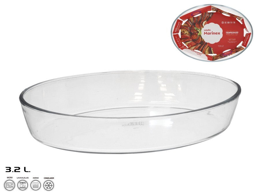 Stiklinė kepimo forma 35x24,5x6,5 cm 3,2 l, MARINEX. Pagaminta Brazilijoje