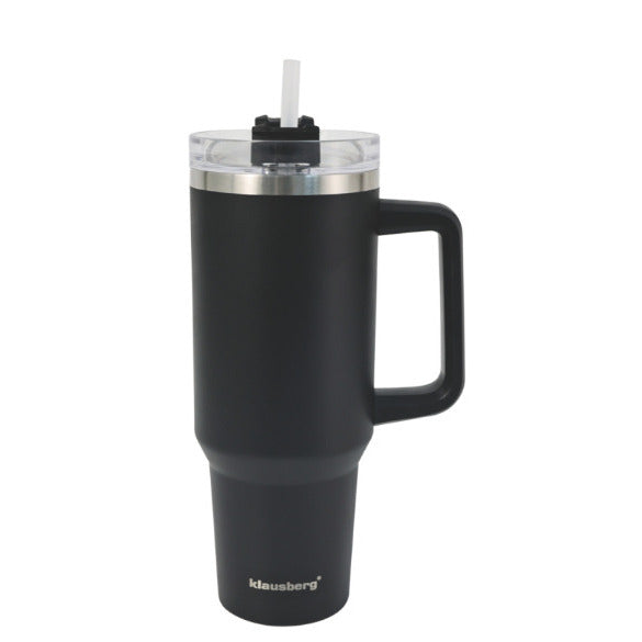 Termospuodelis su šiaudeliu, juodas, 1100 ml, nerūdijančio plieno, Klausberg, KB 7942. 1100 ml talpa