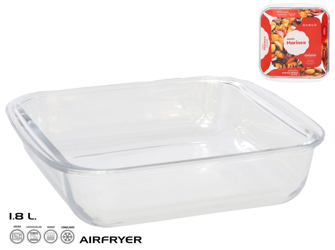 Kvadratinė stiklinė kepimo forma 25 x 22 x 5 cm, 1,8 l, MARINEX. Pagaminta Brazilijoje