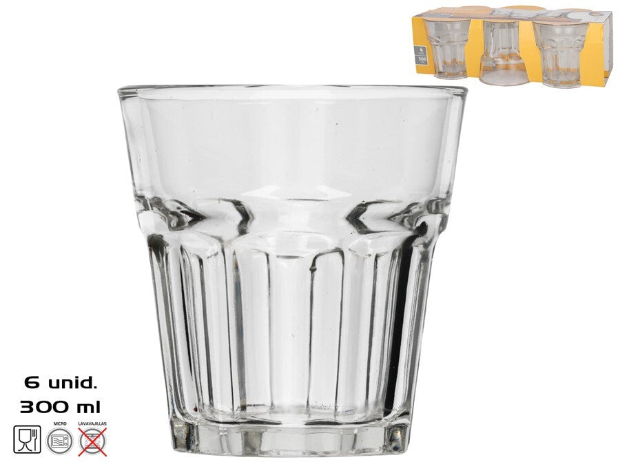 6 vnt. „Casablanca“ stiklinės 300 ml, 9,5 x 9 x 9 cm, KITCHEN&GO