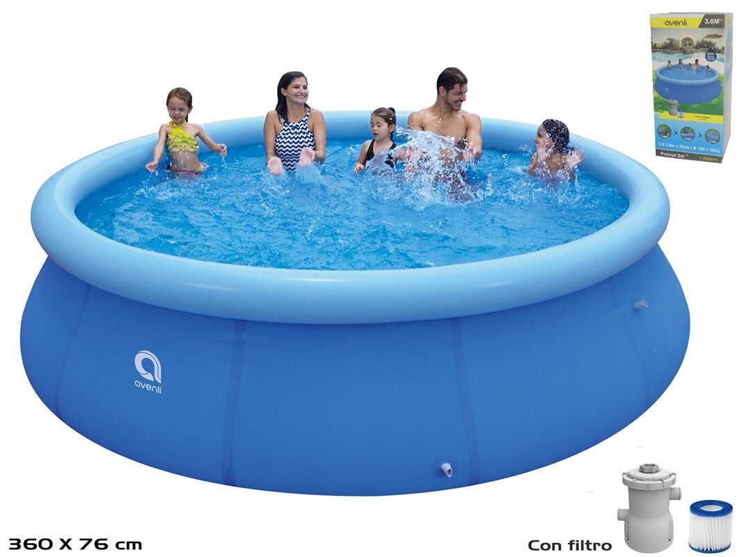 Pripučiamas baseinas su filtru, 360 cm x 360 cm, aukštis 76 cm, AVENLI