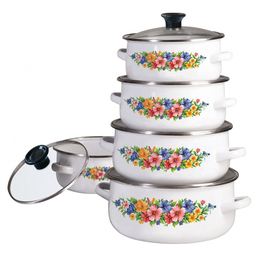 5 vnt. puodų rinkiniai su baltu korpusu Kinghoff KB 7169/3709