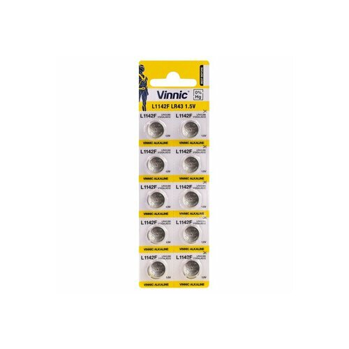 Vinnic mini šarminės baterijos. 10 vnt (LR43 -AG12)