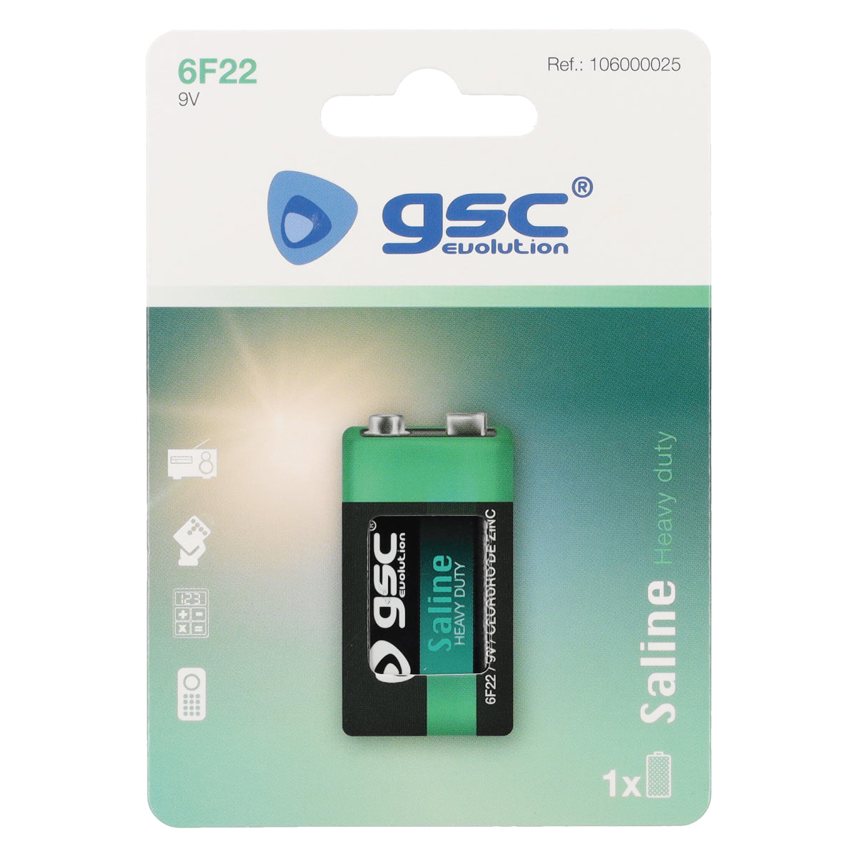 GSC evolution Heavy Duty 6F22 (9V) baterija, 1 vnt./lizdinėje pakuotėje, 106000025