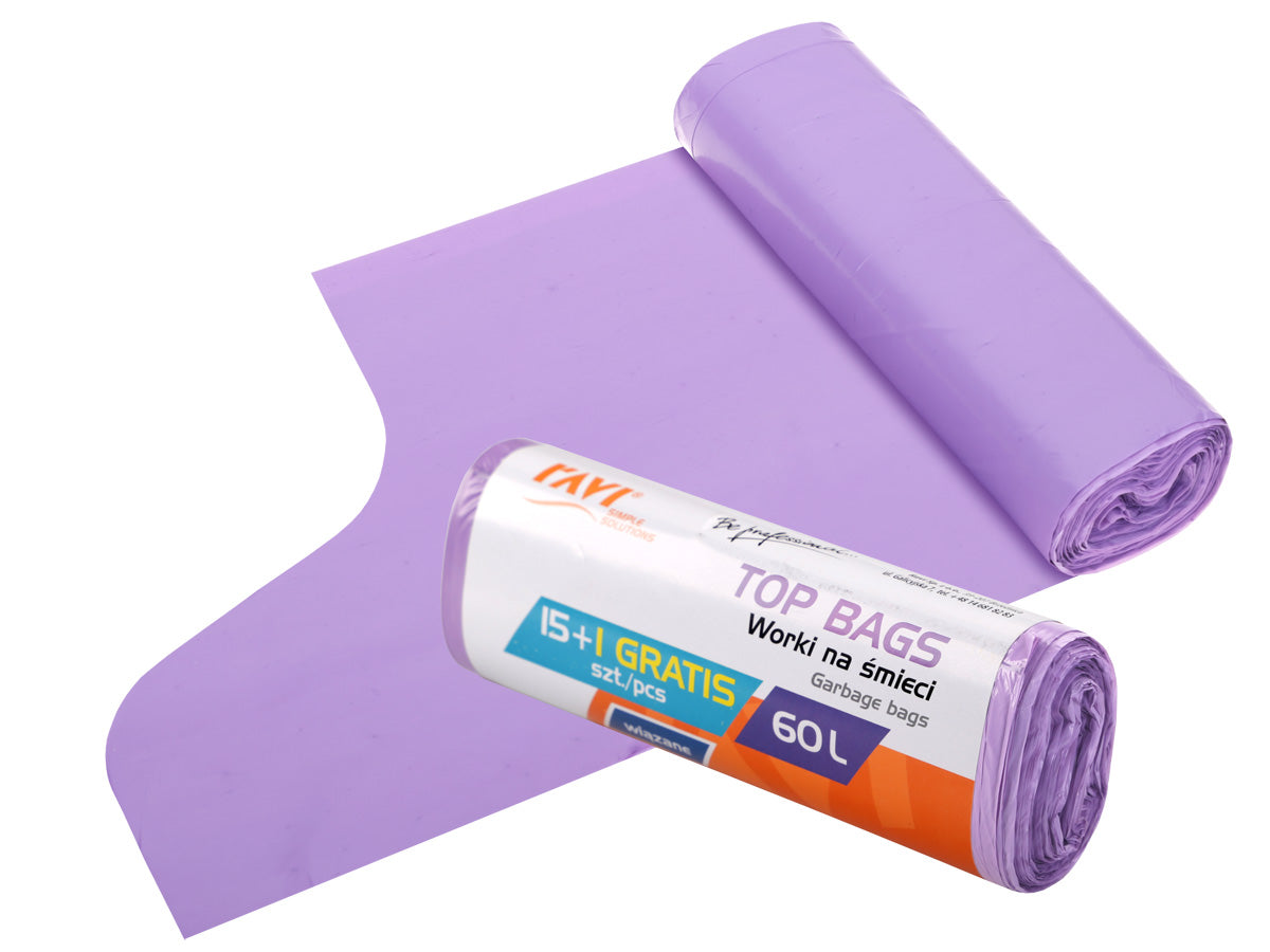 TOP BAGS užrišami šiukšlių maišai 60 l LD/HD, 16 vnt., 15.5 x 4 x 4, 00736, Simple Solution