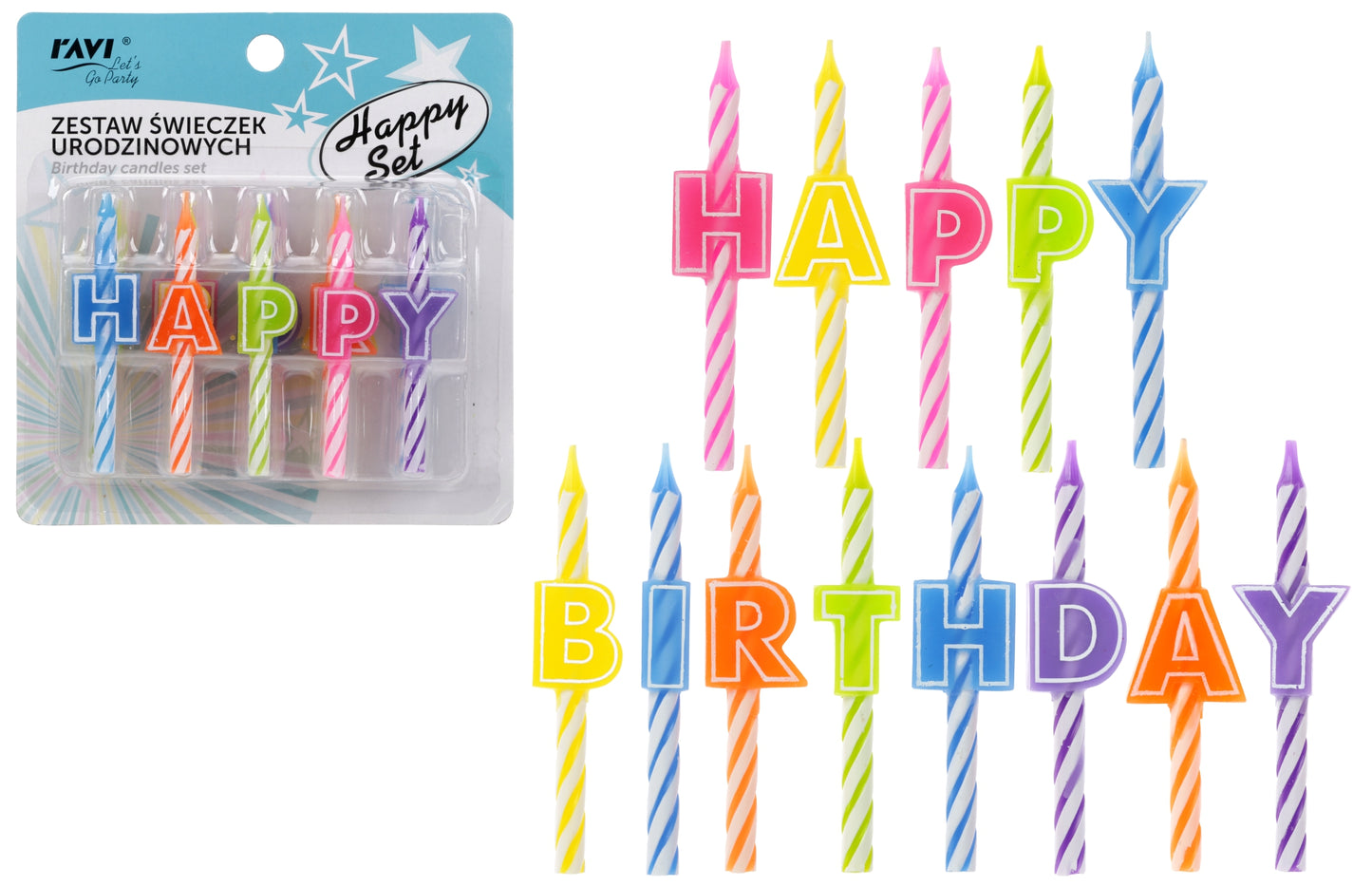 Happy Set gimtadienio žvakučių rinkinys, 13.5 x 14 x 3, 62029, RAVI Decor