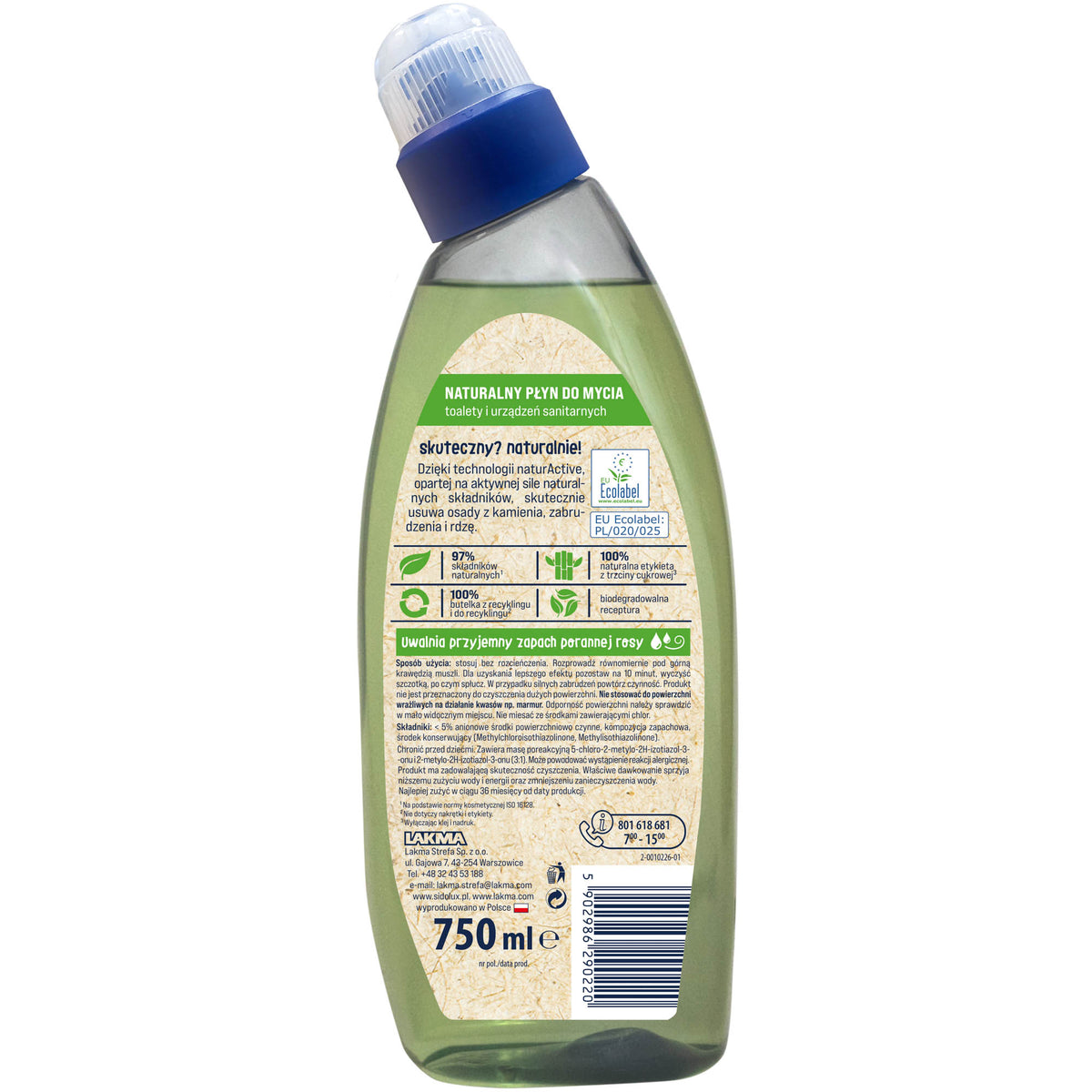 SIDOLUX ECO tualeto valymo gelis, 750 ml. 8 vnt. dėžėje.