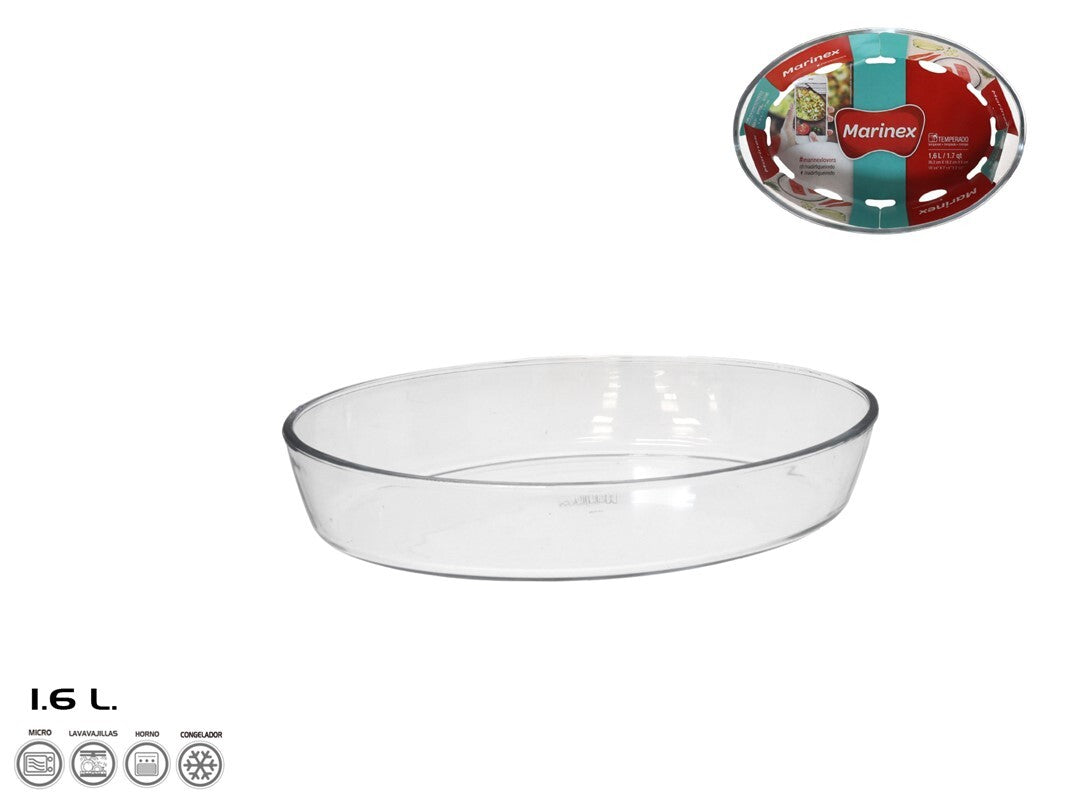Stiklinė kepimo forma 26x18x6 cm 1,6 l, MARINEX. Pagaminta Brazilijoje