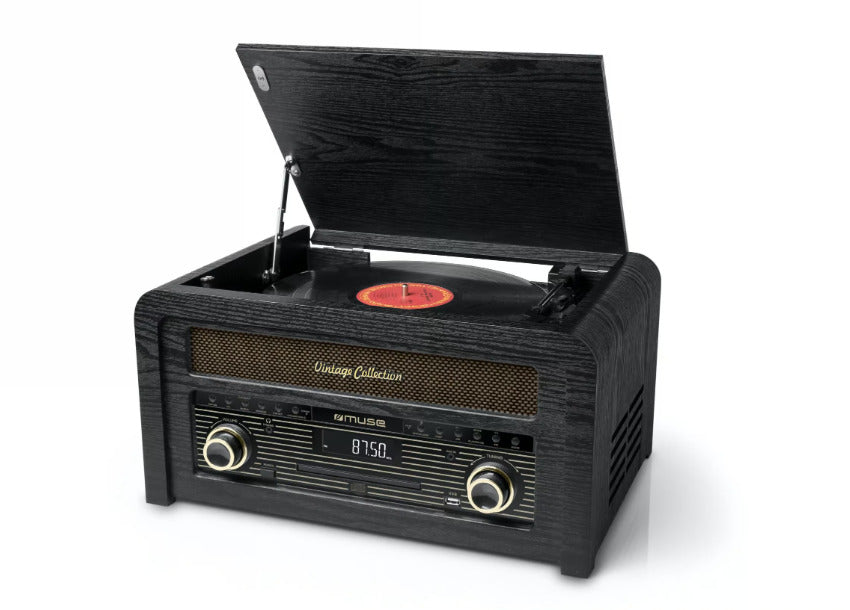 CD mikrosistema su vinilinių plokštelių grotuvu, 20W išėjimo galia, MT 115 W, MUSE