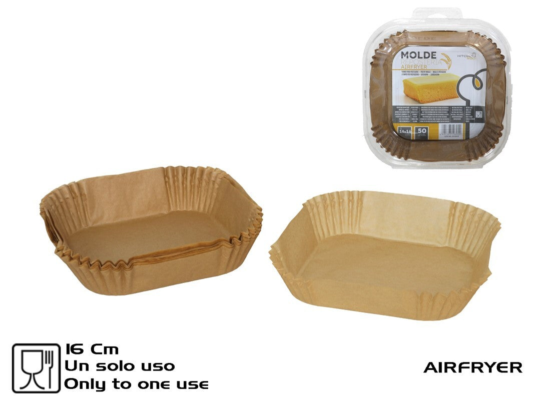 Karšto oro gruzdintuvės popierinė kepimo forma 16 cm (50 vnt.), 5 x 20 x 20 cm, KITCHEN&GO