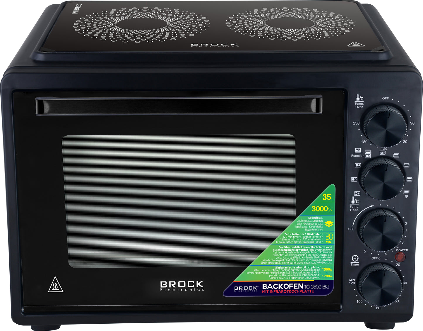 Orkaitė su kaitlente BROCK TO 3502 BKI 35L, 3000W