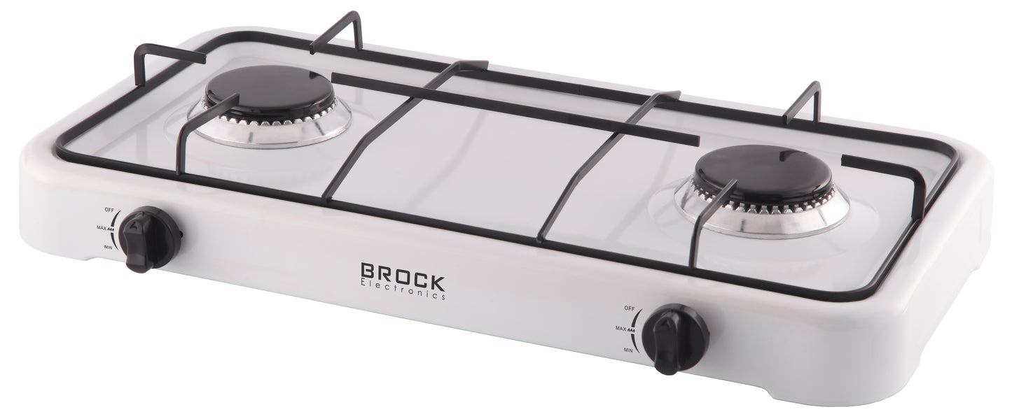 Dviejų žiedų dujinė kaitlentė, balta BROCK GS 002 W