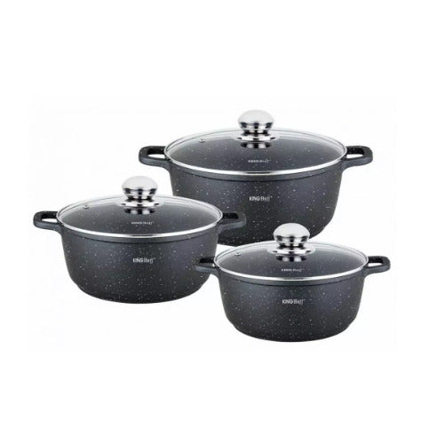 Puodų rinkinys, 6 dalys, plieniniai, Ø20x8cm 2,3l, Ø24x1,5cm 4,5l, Ø2x12,5cm 6,5l, KH 1606, Kinghoff