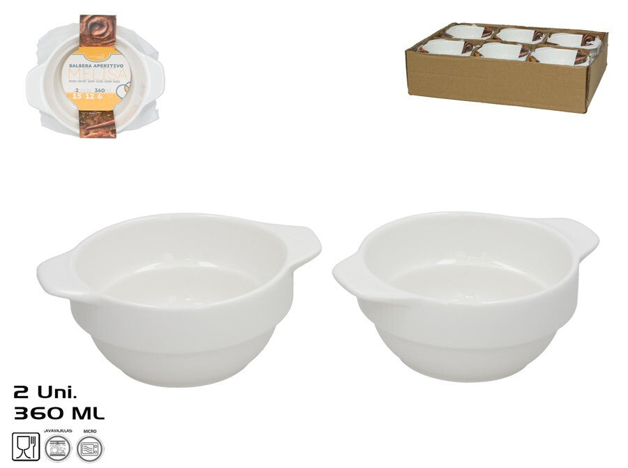 Užkandžių padažo indelis x2 360 ml 15,3x12,5x5,8 cm baltas, KITCHEN&GO