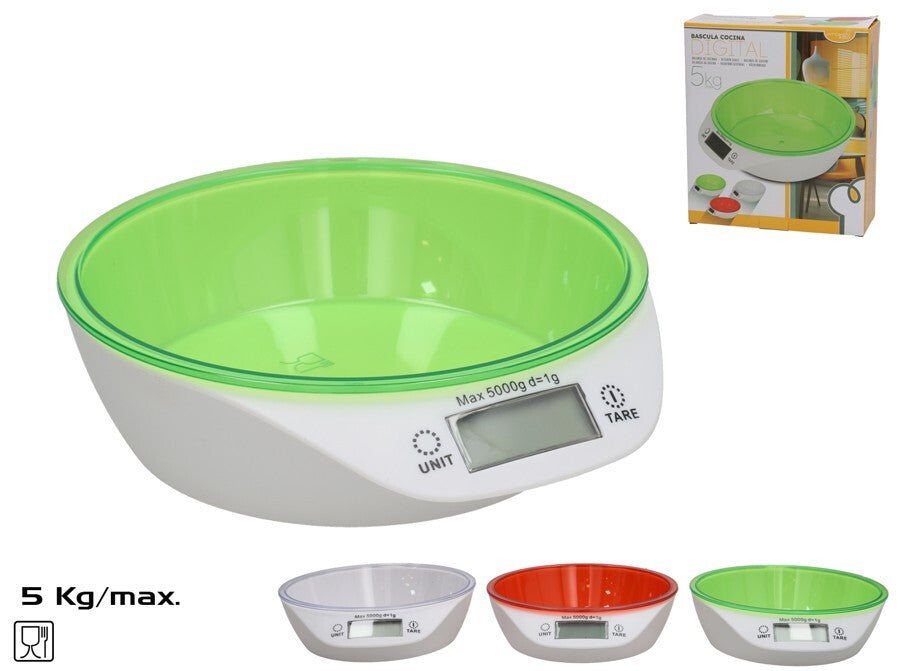 Skaitmeninės virtuvinės svarstyklės 5 kg, 18,5 x 20,5 x 6 cm, 3 rūšių, KITCHEN&GO