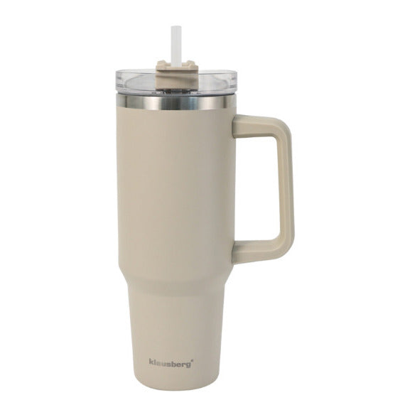 Terminis puodelis su šiaudeliu, smėlio spalvos, 1100 ml, nerūdijančio plieno, Klausberg, KB 7944. Di