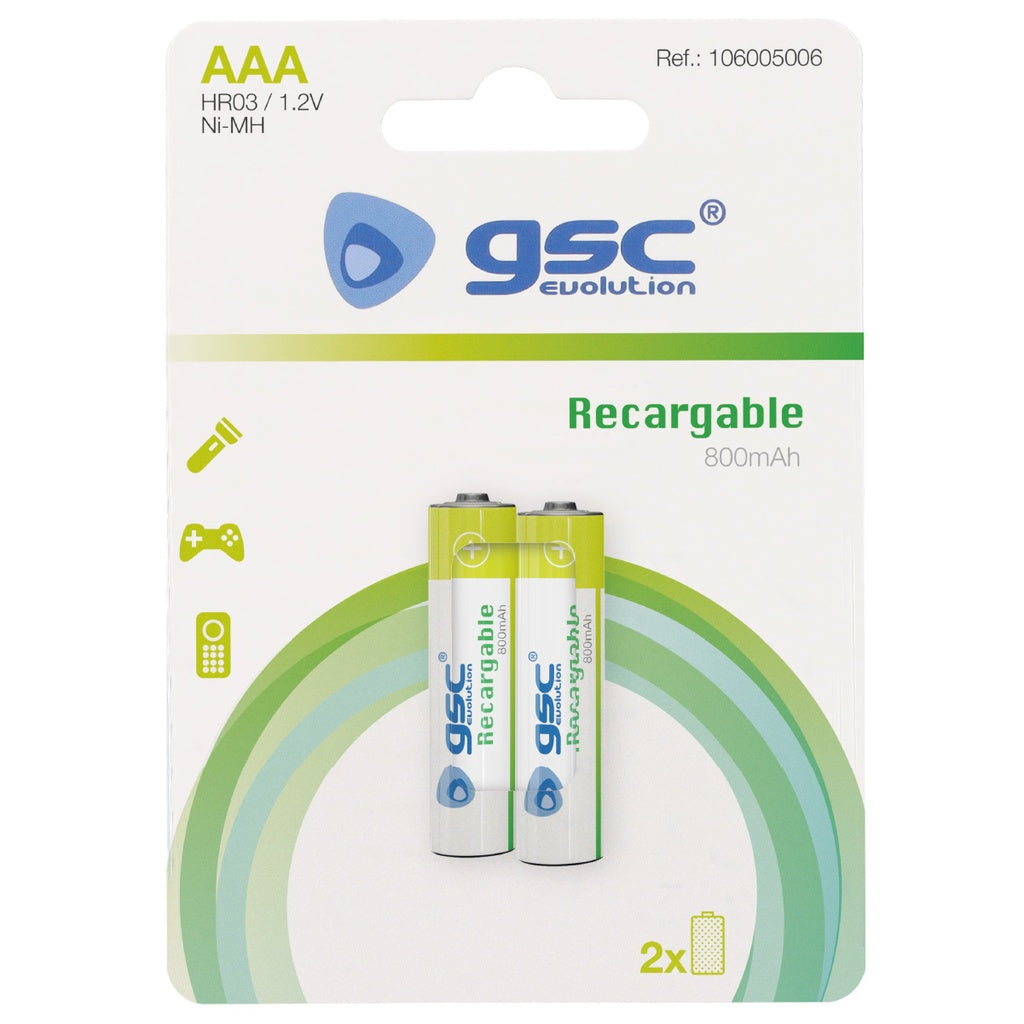 GSC evolution Rechargeable HR03 (AAA) 1,2V 800mAh įkraunamos baterijos, 2 vnt./lizdinėje pakuotėje,