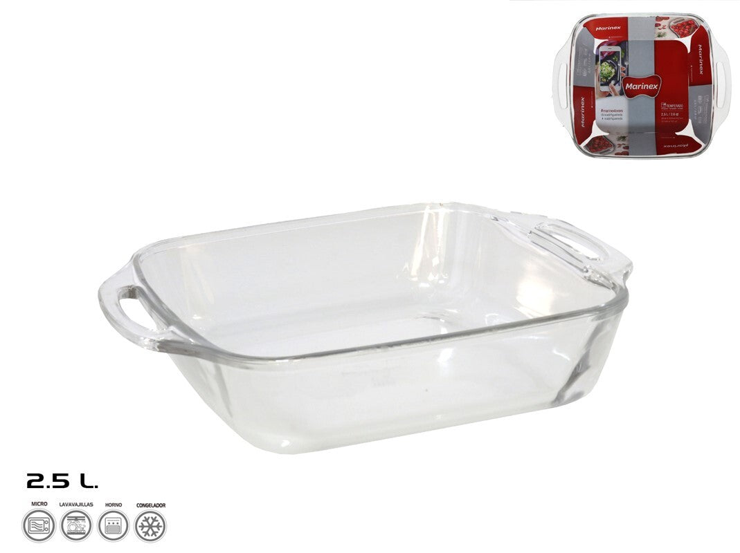 Stiklinė kepimo forma 29x24x6,5 cm 2,5 l, MARINEX. Pagaminta Brazilijoje