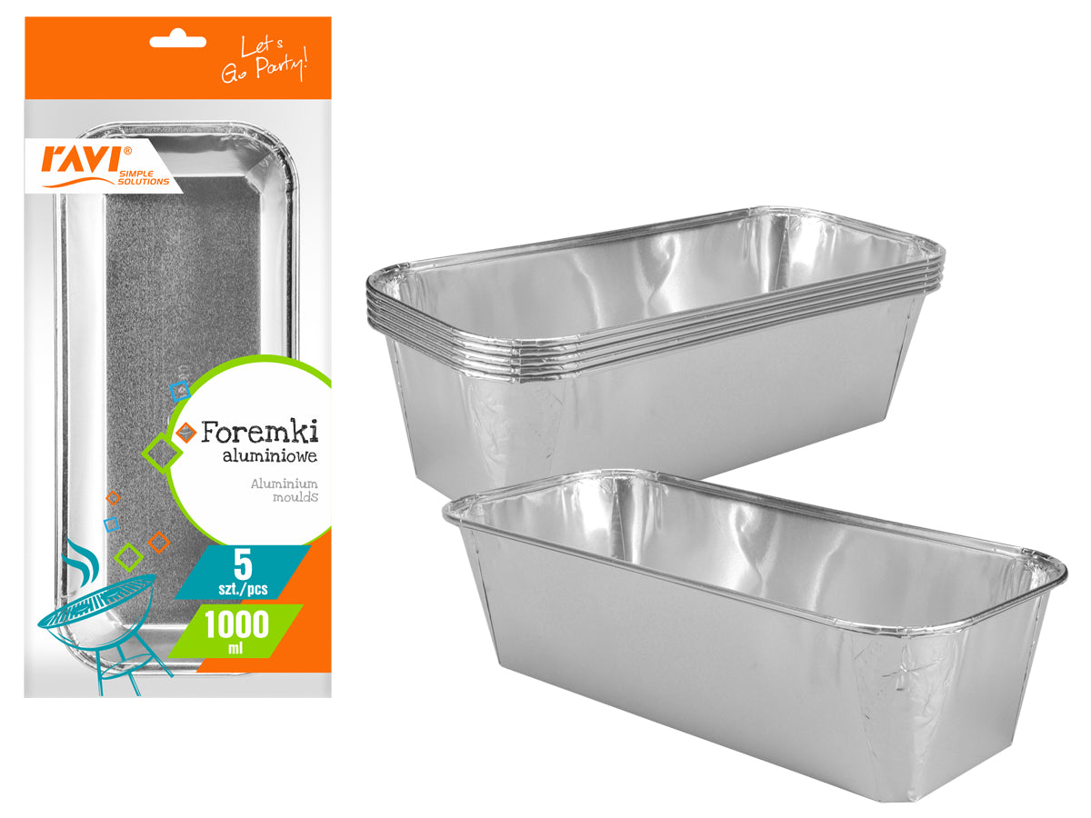 Aliuminio formos 1000 ml, 5 vnt., 18.7 x 7.5 x 38, 00111, Simple Solution