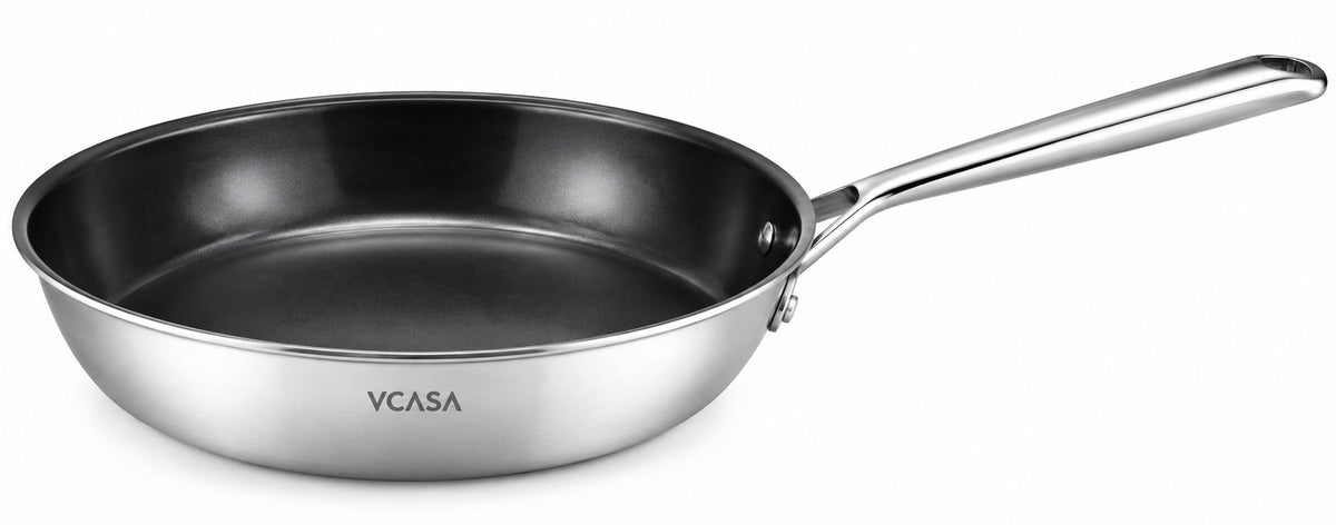 Trijų sluoksnių nerūdijančio plieno keptuvė su keramine danga, 1.3L, Ø20 × 5cm, 90154, VCASA