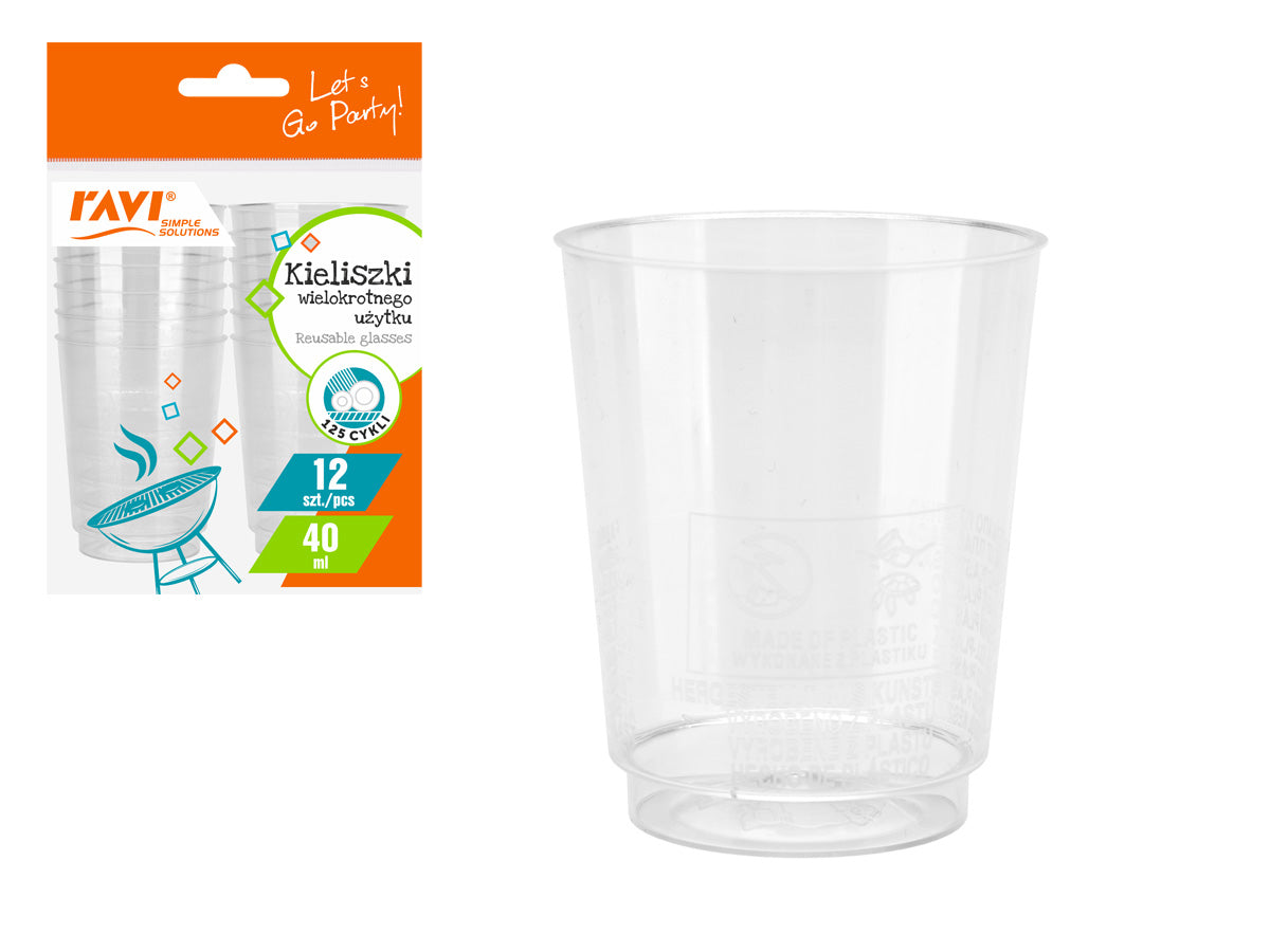 Daugkartinės taurės, 40 ml, 12 vnt., 13 x 3.5 x 18, 70291, Simple Solution