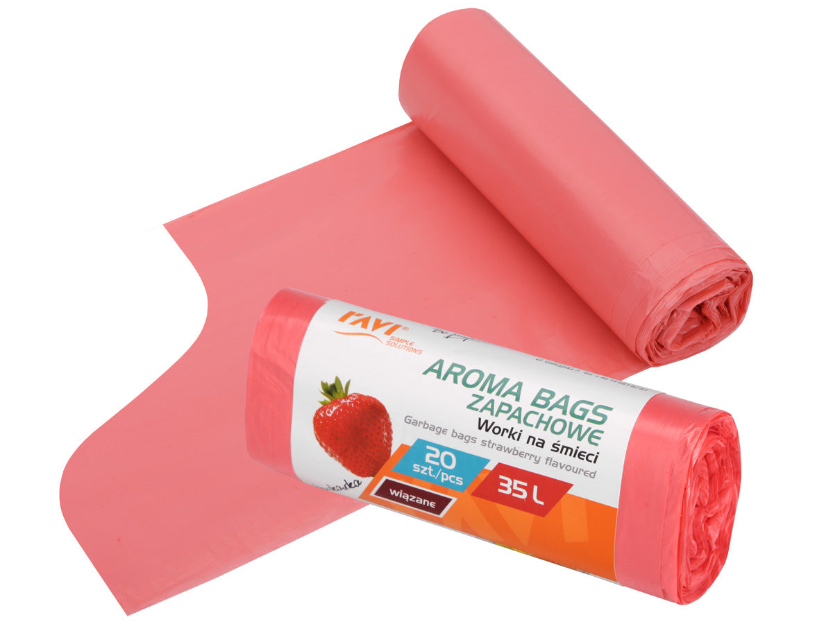 AROMA BAGS šiukšlių maišai 35 l, braškių kvapo, 20 vnt., 13 x 4.5 x 4.5, 00751, Simple Solution