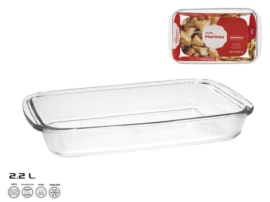 Stiklinė kepimo forma 34,5x21x5 cm 2,2 l, MARINEX. Pagaminta Brazilijoje