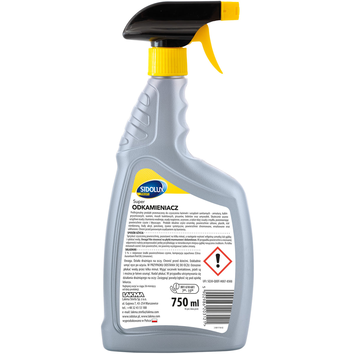 SIDOLUX PROFI kalkių nuosėdų valiklis, 750 ml. 8 vnt. dėžėje.