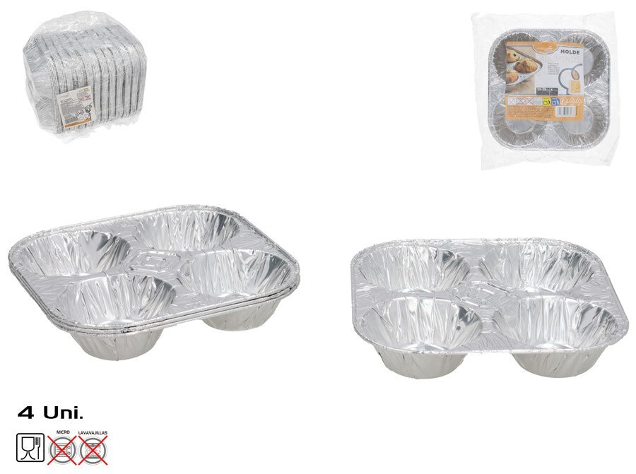 Aliuminio kepimo formelės (4 vnt.), 3 x 15,5 x 15,5 cm, KITCHEN&GO
