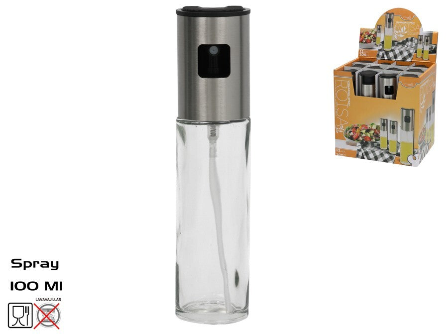 Metalinis purškiamas aliejaus buteliukas 100 ml, 18 x 4,3 x 4,3 cm, KITCHEN&GO